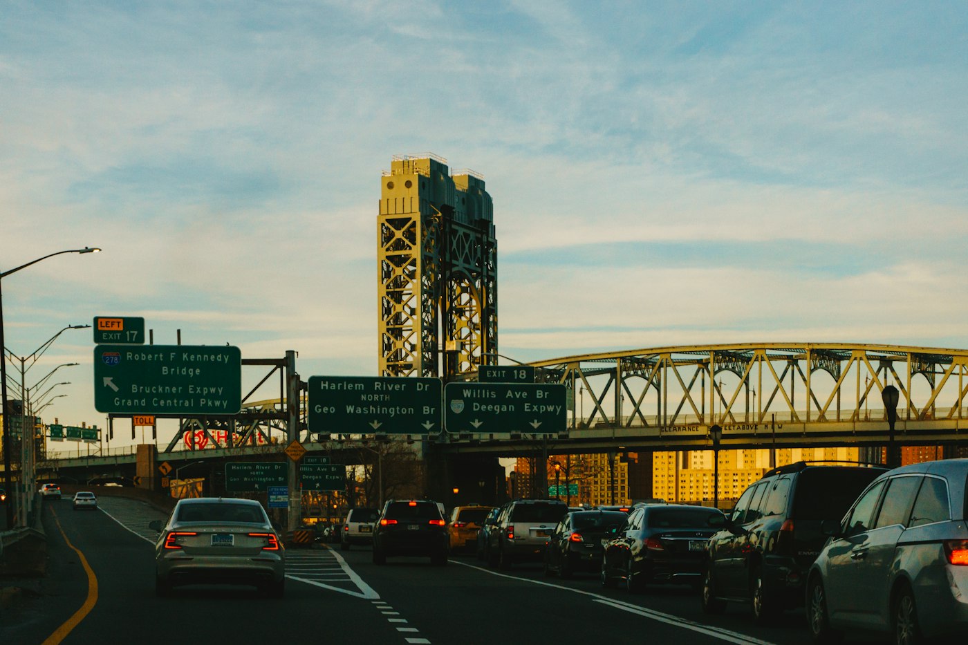 Evening traffic near the RFK Bridge, a route our home care agency in the Bronx travels to reach families